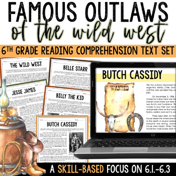 Preview of WILD WEST Informational Text Middle School - 6th Grade Comprehension Passages