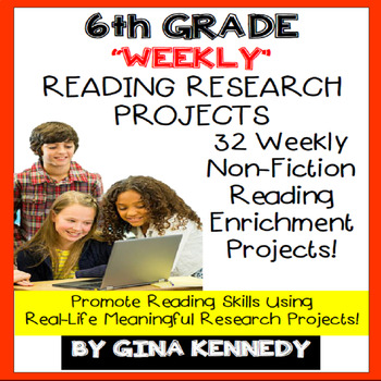 Preview of 6th Grade Reading Projects, Enrichment For the Entire Year, PDF and Digital!