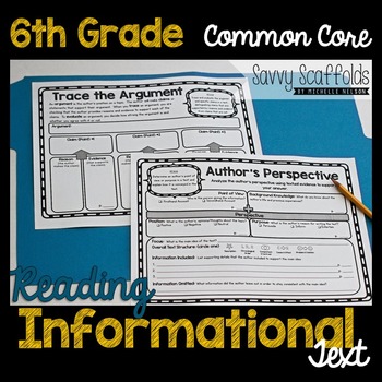 Preview of 6th Grade Reading Informational Text Graphic Organizers for Common Core