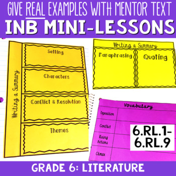 Preview of Reading Interactive Notebook with Mini Lessons - 6th Literature Standards