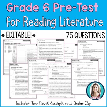 Preview of 6th Grade Reading Pre-Test | Reading Literature Pre-Assessment for Grade 6