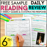 6th Grade Reading Review & Quizzes with Constructed Respon