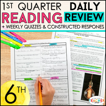 Preview of 6th Grade Reading Spiral Review | Reading Comprehension Passages | 1st QUARTER