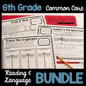 Preview of 6th Grade Reading and Language Graphic Organizers Common Core Bundle