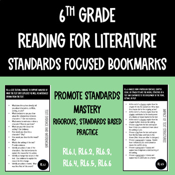 6th Grade Reading for Literature Standards Focused Bookmarks | TPT