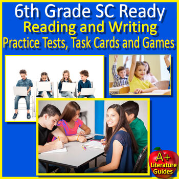 Preview of 6th Grade SC Ready Reading and Writing Practice Tests, Task Cards and Games