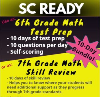 Preview of 6th Grade SC Ready Math Practice - 10 Day Bundle: Test Prep for SC Ready Exam