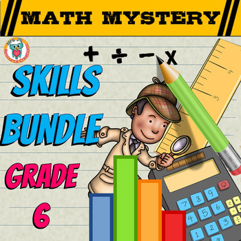 Preview of 6th Grade SKILLS Math Mystery Bundle - Fun Math Activities