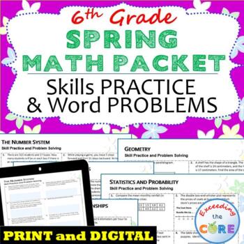 Preview of 6th Grade SPRING / April MATH PACKET {Review/Assessments of Standards}