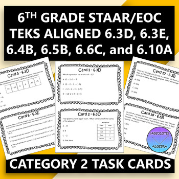 Preview of 6th Grade STAAR EOC Task Cards for Category 2