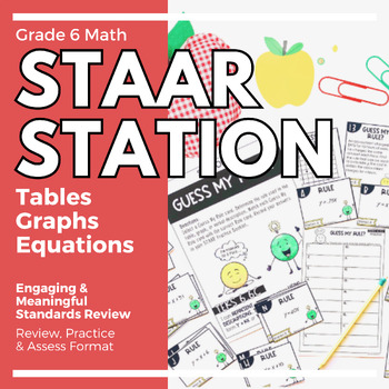 Preview of 6th Grade Math STAAR Practice Station 8: Tables, Graphs, & Equations - TEKS 6.6C