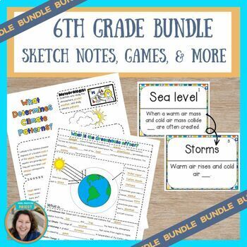 Preview of 6th Grade Science Bundle - Interactive Notebook Sketch Notes, Games, & More!