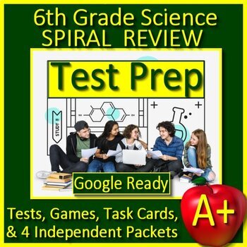 Preview of 6th Grade Science TEST PREP Bundle NGSS Printable & SELF-GRADING GOOGLE FORMS!