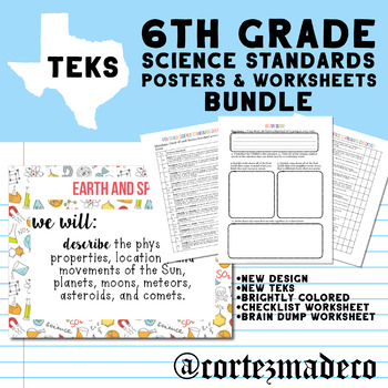 6th Grade We Will Science Standards Teks Content Objectives Bundle 2019