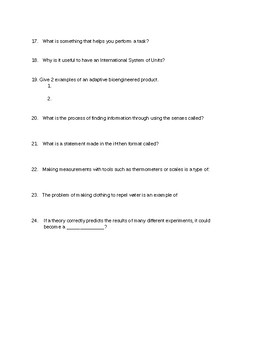 6th Grade Science Test Chapter One: Inquiry, Technology, and Engineering