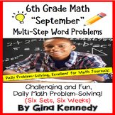 6th Grade September Math, Daily Problem Solving Word Problems (Multi-Step)