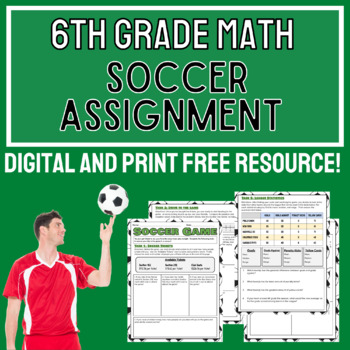Preview of 6th Grade Soccer (Football) Math Activity | Printable and Digital FREE Resource!