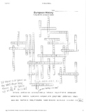 6th Grade Social Studies European History Crossword Puzzle