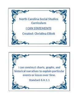 Preview of 6th Grade Social Studies "I CAN" Statements