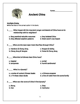 Preview of Ancient China Test - 6th Grade Social Studies