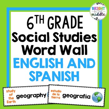 Preview of 6th Grade Social Studies Word Wall: ENGLISH and SPANISH