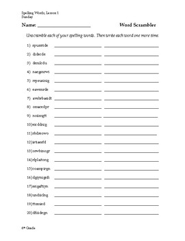 6th Grade Spelling and Vocabulary Weekly Homework, 1st Quarter | TpT