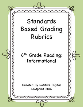 Preview of 6th Grade Standards Based Rubrics - Reading Informational (Bundle)
