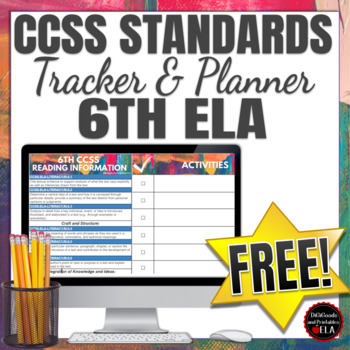 Preview of 6th Grade Standards Checklist | CCSS Trackers | DIGITAL TEACHER PLANNER FREE