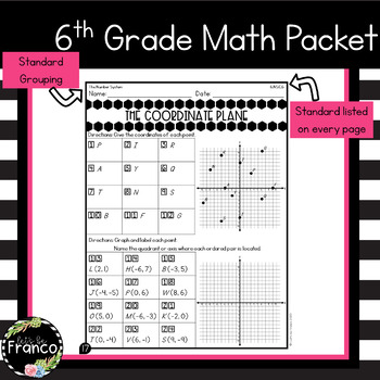 6th Grade Standards Packet - Summer Packet by Let's be Franco | TpT