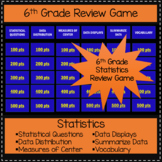 Preview of 6th Grade Statistics - Game Show Review Game