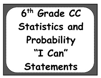Preview of 6th Grade Statistics Objectives Posters and Journal Checklists