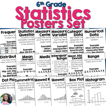 Preview of 6th Grade Statistics Posters Set for Anchor Charts or Word Wall