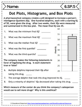 6th grade statistics probability worksheets sp math activities