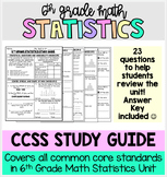 6th Grade Statistics Unit Review Study Guide