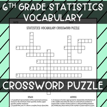 Preview of 6th Grade Statistics Vocabulary Crossword Puzzle