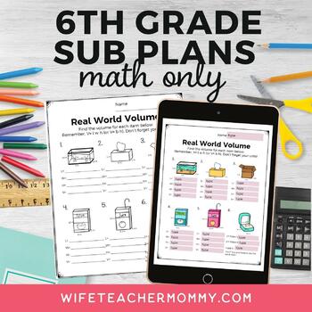 Preview of No Prep 6th Grade Sub Plans Math- Print & Digital Bundle