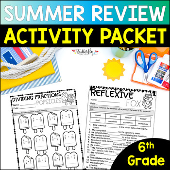 Preview of 6th Grade Summer Packet Middle Summer School Morning Work Tutoring Math Reading