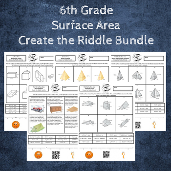 Preview of 6th Grade Surface Area Create the Riddle Activity Bundle