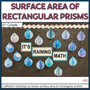 Preview of 6th Grade Surface Area Raindrop Math Craftivity and Bulletin Board