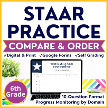 Preview of 6th Grade TEKS-STAAR Practice Compare & Order Numbers | Digital + Print