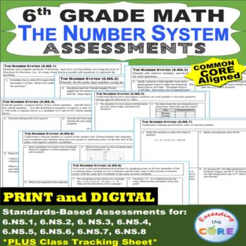 Preview of 6th Grade THE NUMBER SYSTEM Assessments (6.NS) Common Core
