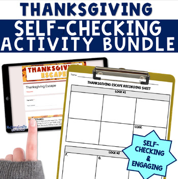 Preview of 6th Grade Thanksgiving Self-Checking Bundle