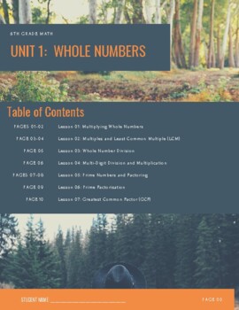 Preview of 6th Grade Unit 1 Note Packet - "Whole Numbers"