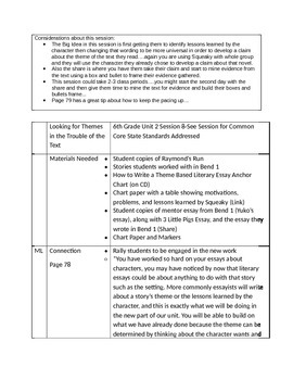 Preview of Lucy Calkins 6th Grade Unit 2 Bend 2 Sessions 8-12 Literary Essay