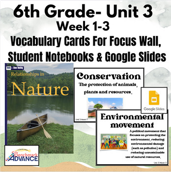 Preview of 6th Grade- Unit 3-Benchmark Advance Vocabulary Cards (Google Slides)