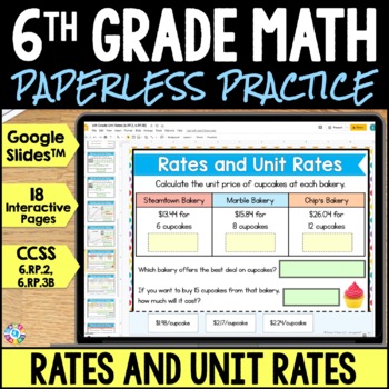 Preview of Rates & Unit Rates Activity Worksheets Comparing Rates 6th Grade Math Test Prep