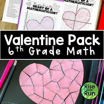 Preview of 6th Grade Valentine Math Activity Pack