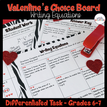 Preview of 6th Grade Valentine's Day Expressions & Equations Activity