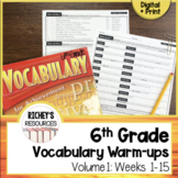 6th Grade Vocabulary For Achievement Weekly Warm-ups 1-15 