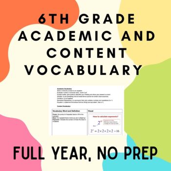 Preview of 6th Grade Vocabulary- Editable and Printable